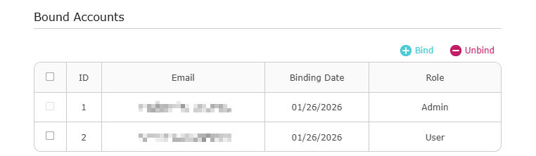 New TP-Link ID displayed as a User in the table.