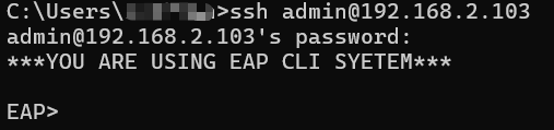 Show the CLI connection through Windows CMD.
