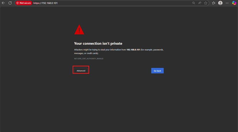 Screenshot highlights the advance button.
