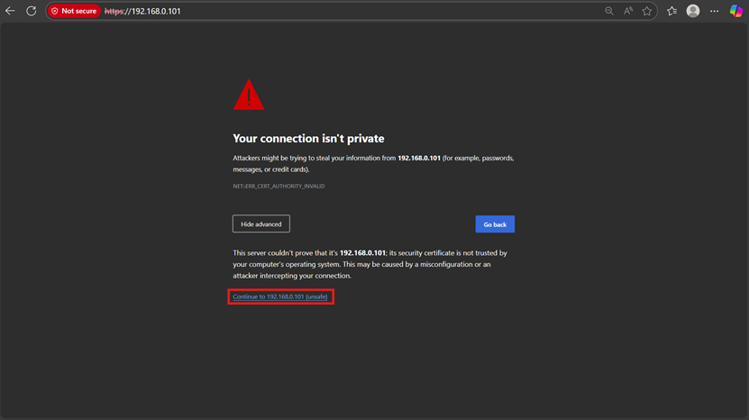 Picture highlights the Continue to option.