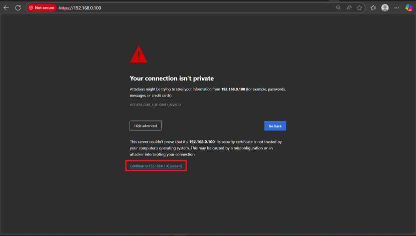 Show the continue option.