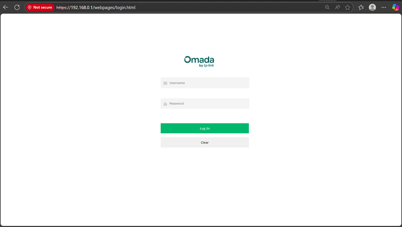 Picture shows the device login page.