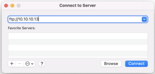 Type in ftp://WAN IP in Connect to Server.