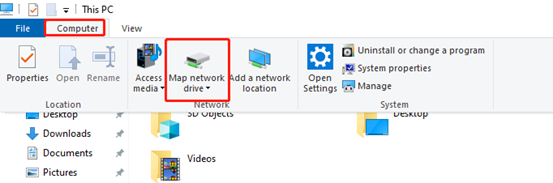 Open Map network drive.