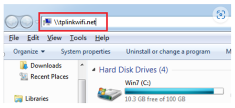 Type \\tplinkwifi.net or \\ LAN IP on File Explorer.