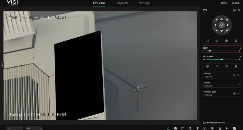 Adjusting the zoom to activate another privacy mask area.