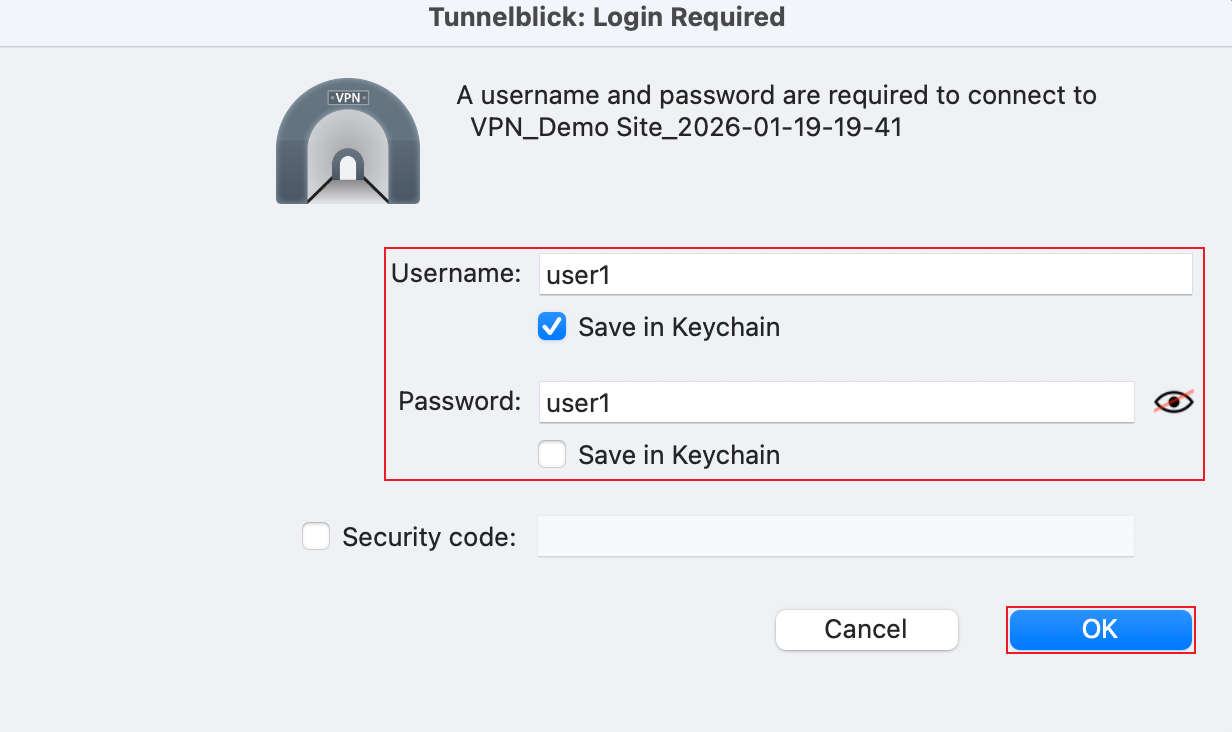 Show an example of configuring credentials.