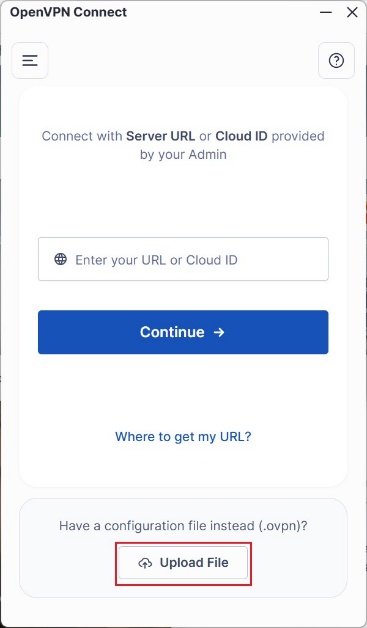 Show the position of the button to upload a file.