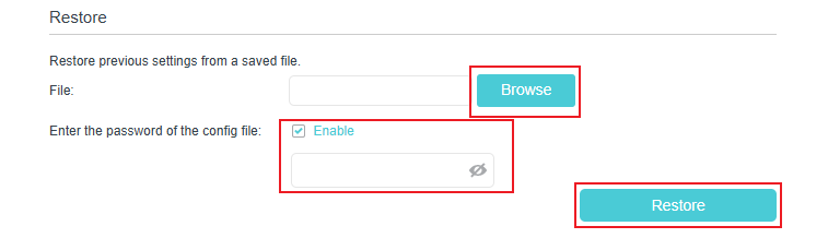 The button to restore the configuration file.