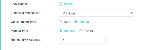 Select “Address” as the Manual Type.