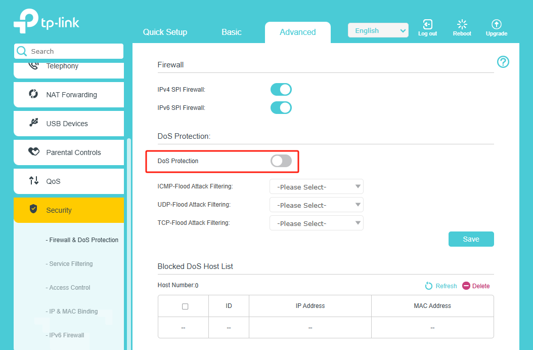 “Firewall & Protection” page.