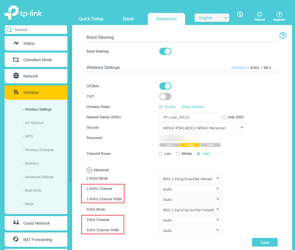 “Wireless Settings” page.