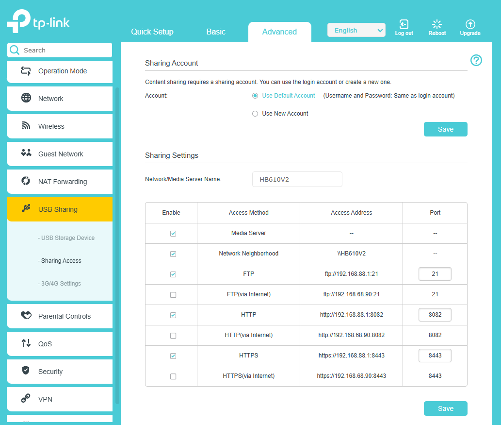 “Sharing Access” page.