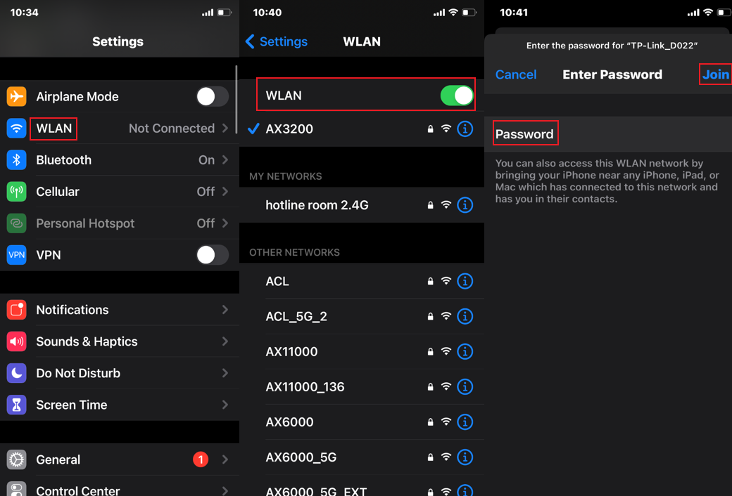 The process to find and join your Wi-Fi network.