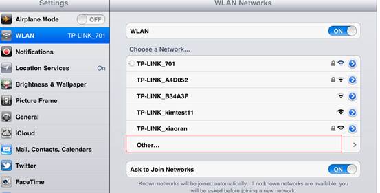 The location of the Other icon.