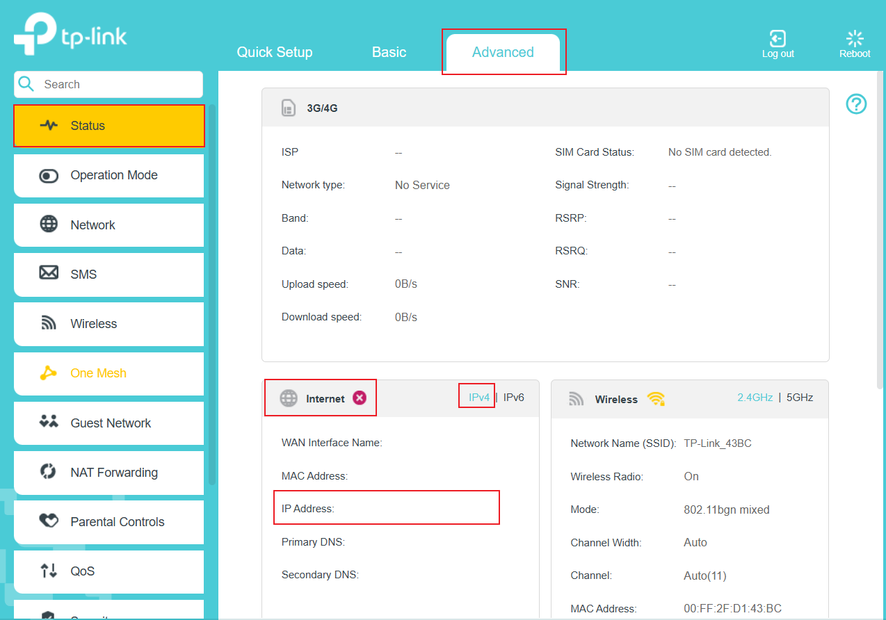 The method to find where the IP address is shown in the web management.