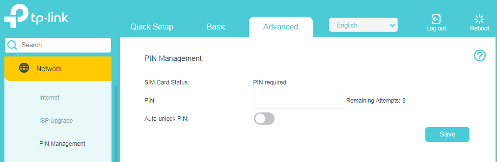 The page of PIN Management settings.