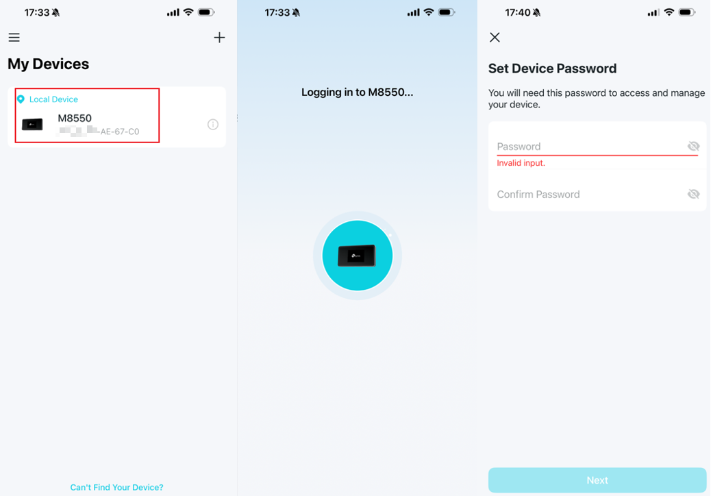 Login M8550 in the Tether app.  