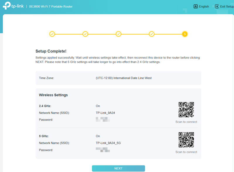 The page of the access point settings has been applied successfully.