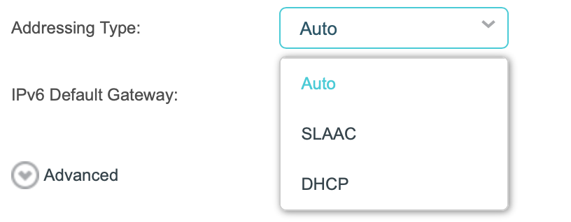 List of available dialing methods for IPv6.