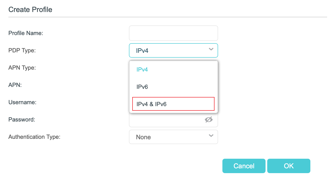 ISP Profile Creation Page.