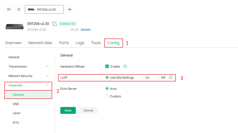 show the position of Gateway LLDP configurations.