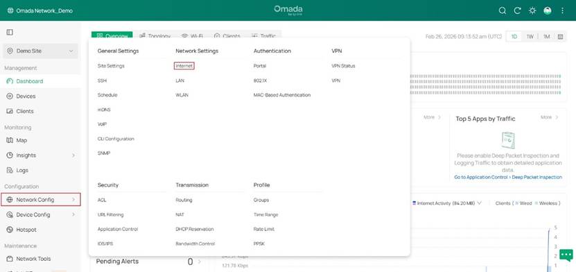 Show the path to configure the scheduled speed test.