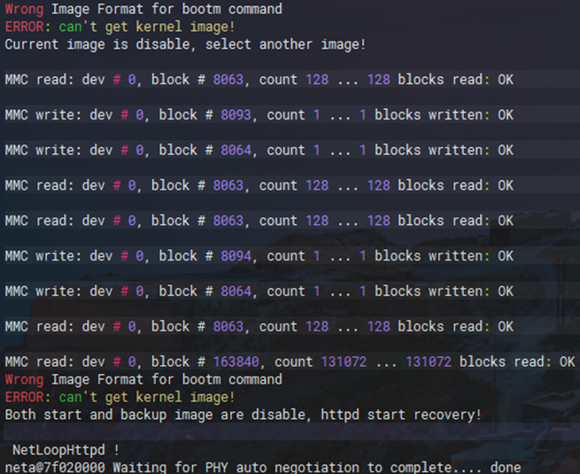 Show the error messages when dual image damaged