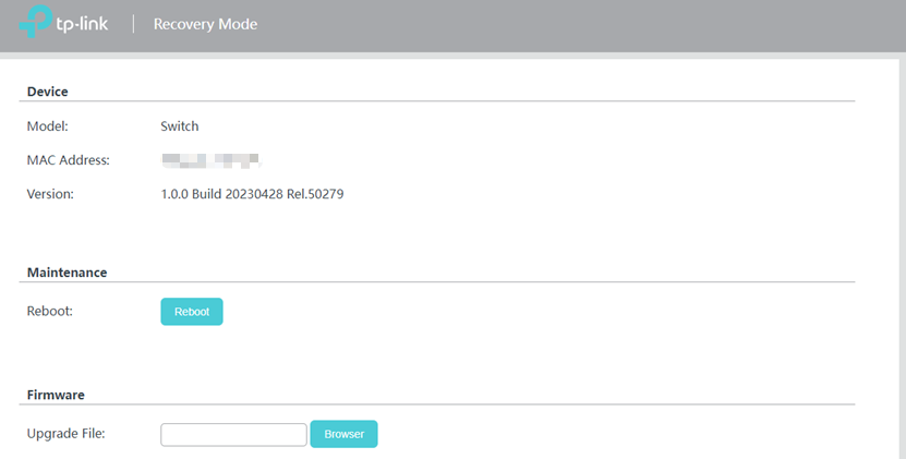 Show the recovery mode UI of switch