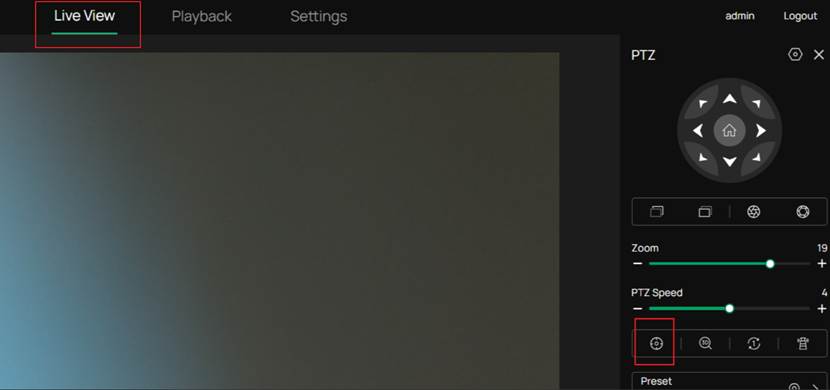 Manual Tracking button on Live View page.
