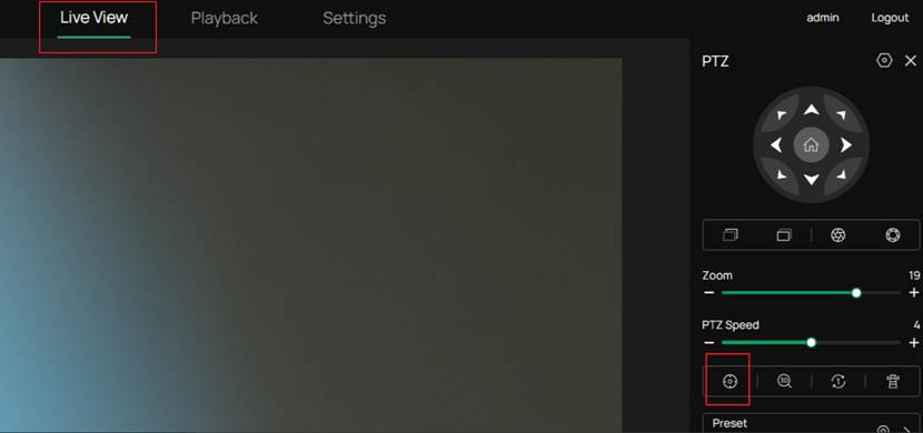 Manual Tracking button on Live View page.