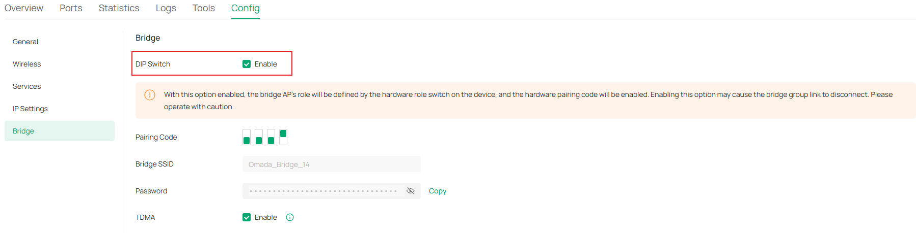 Show the position of DIP Switch function.