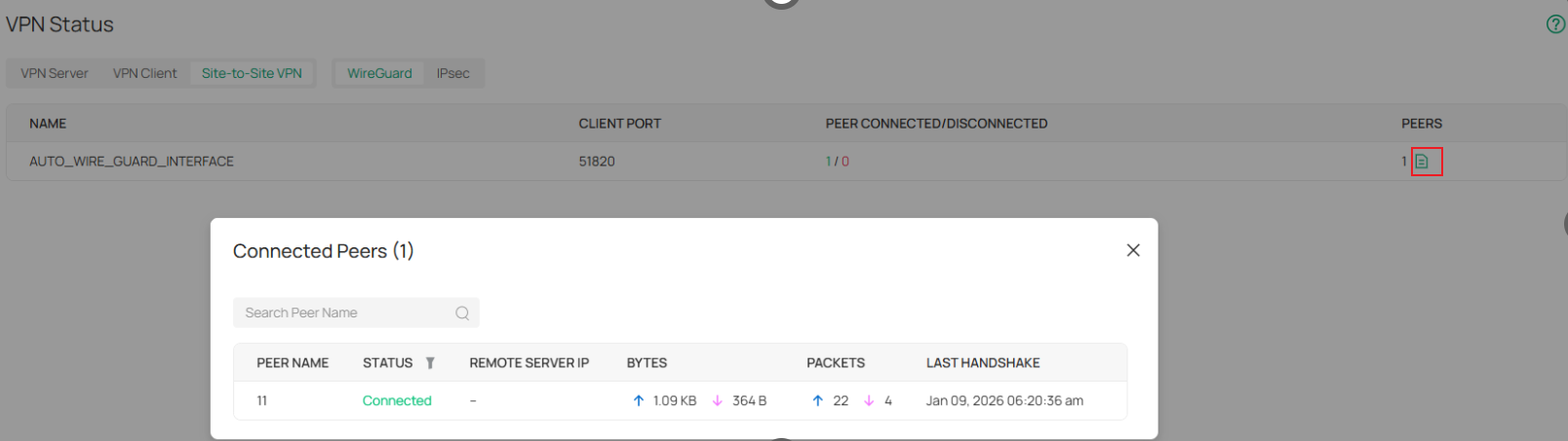 Display the VPN tunnel configured in auto mode.