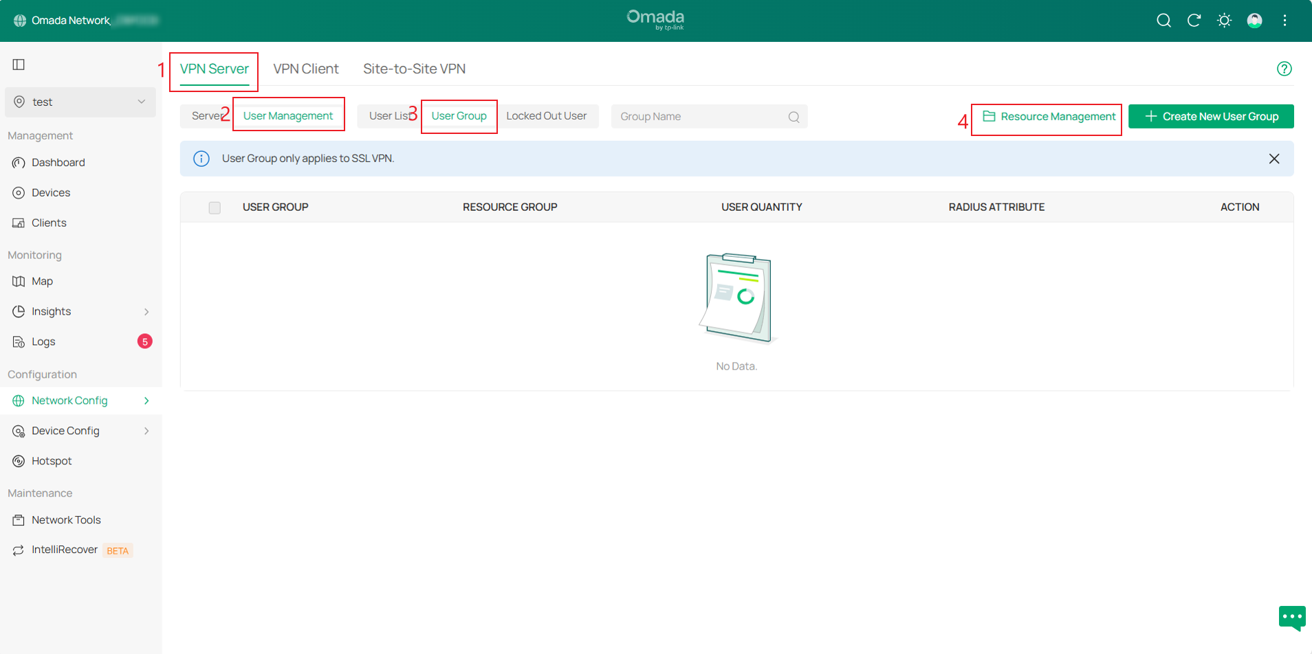 Display the location of resource management.