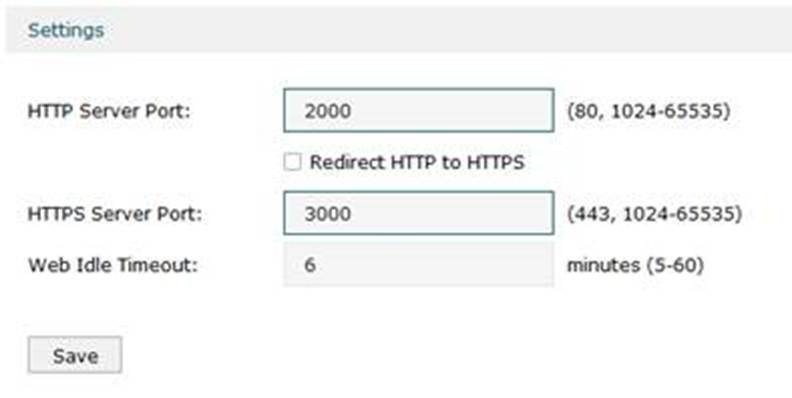 HTTP and HTTPS server port settings for remote management settings.