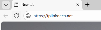 Browser address bar screenshot showing https://tplinkdeco.net.