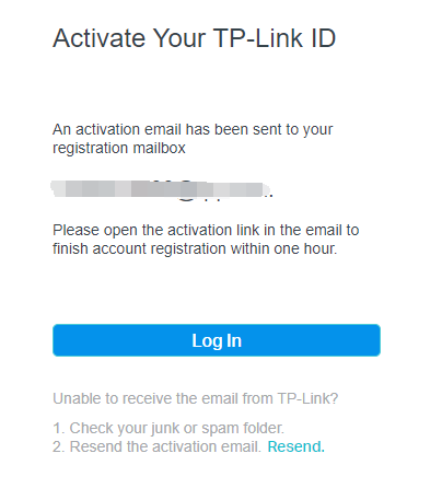 "Activate Your TP-Link ID" confirmation screen