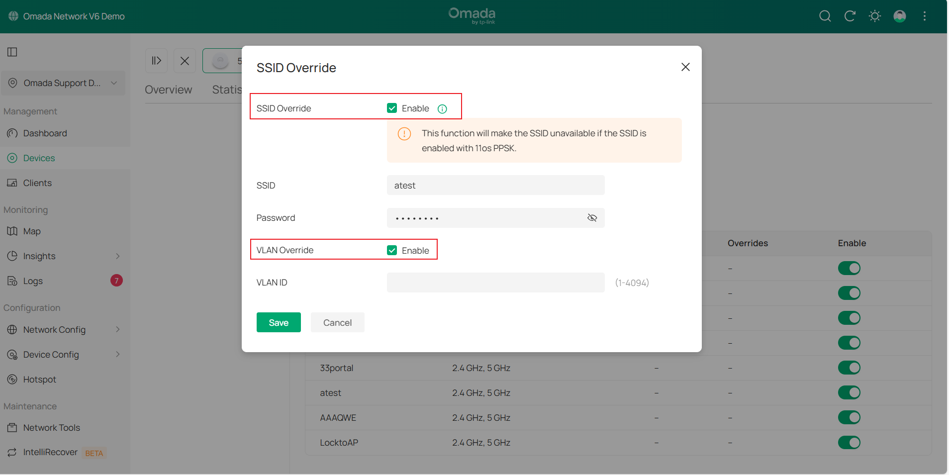 Display the location for adding the VLAN ID.