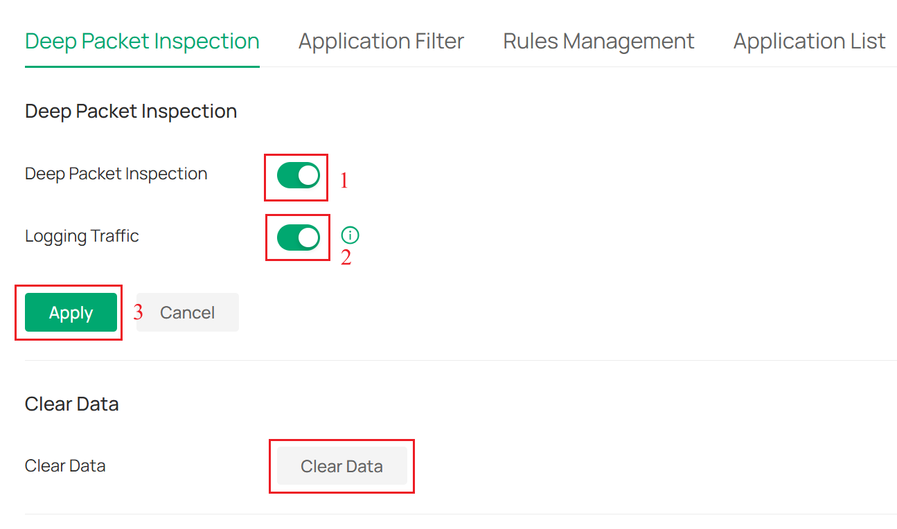 Enable DPI and Logging Traffic