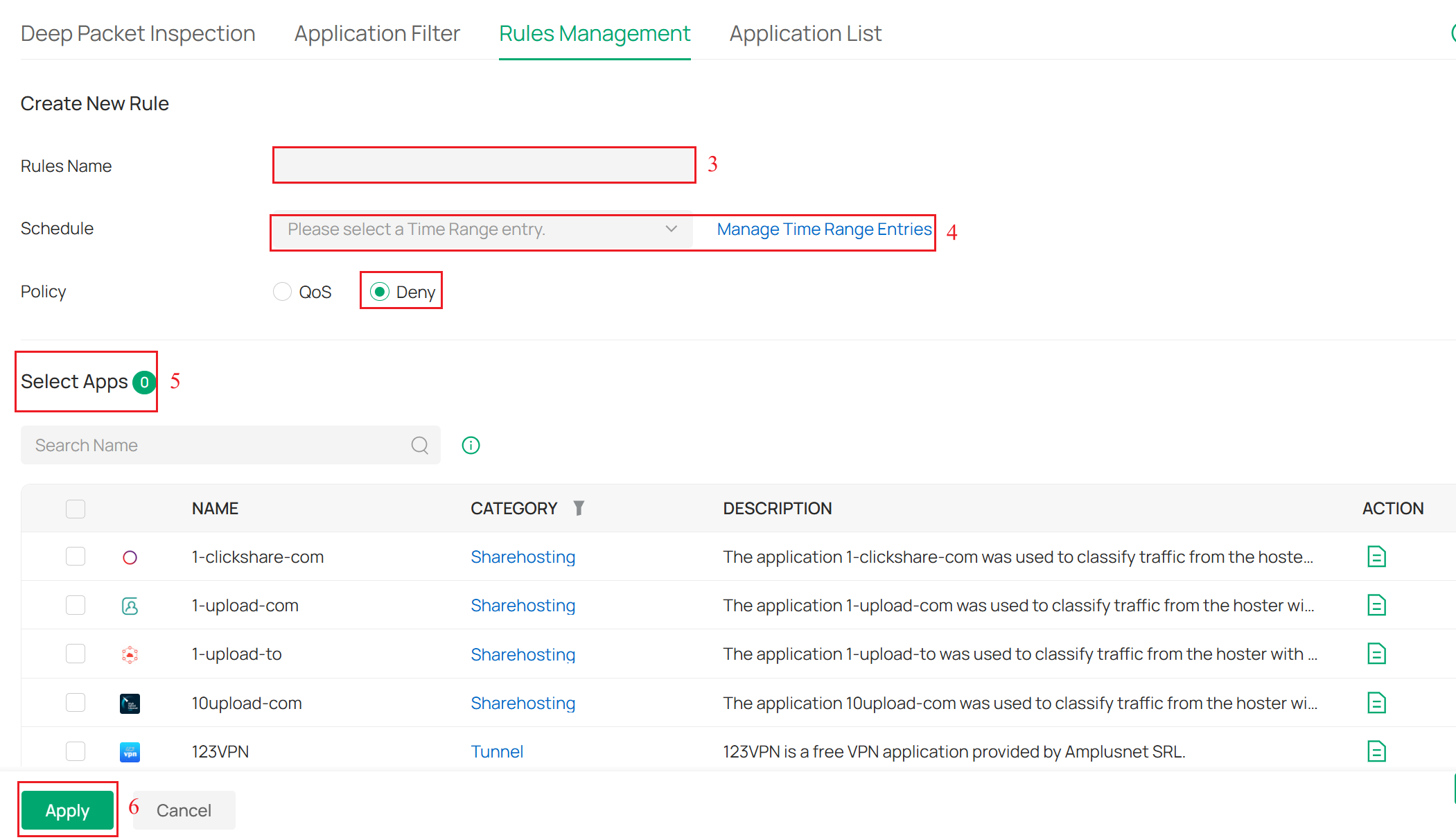 Display the Create Rule page.