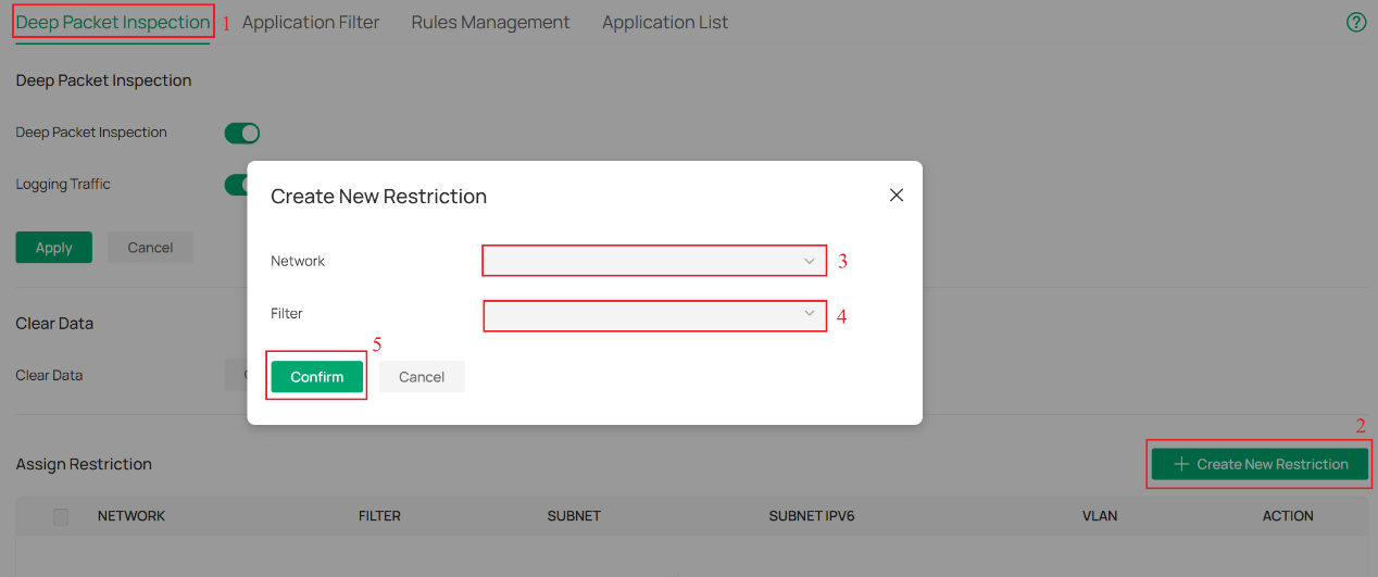 Allocation restrictions creation page