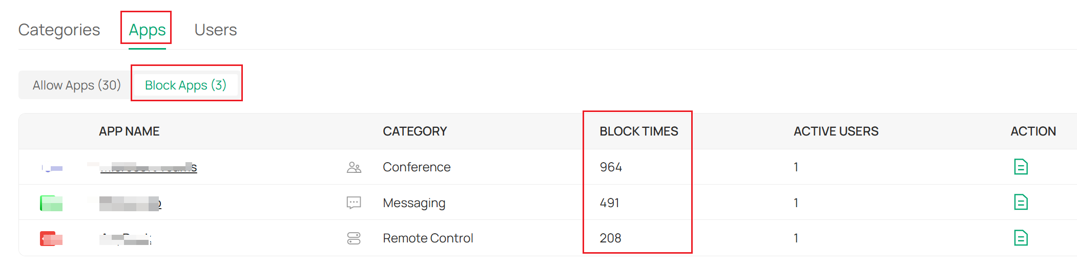 Check the blocked applications’ block times