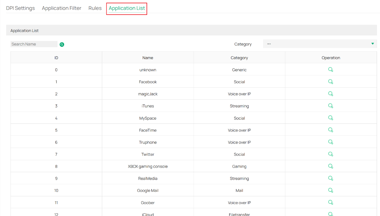 Check the content of Application List