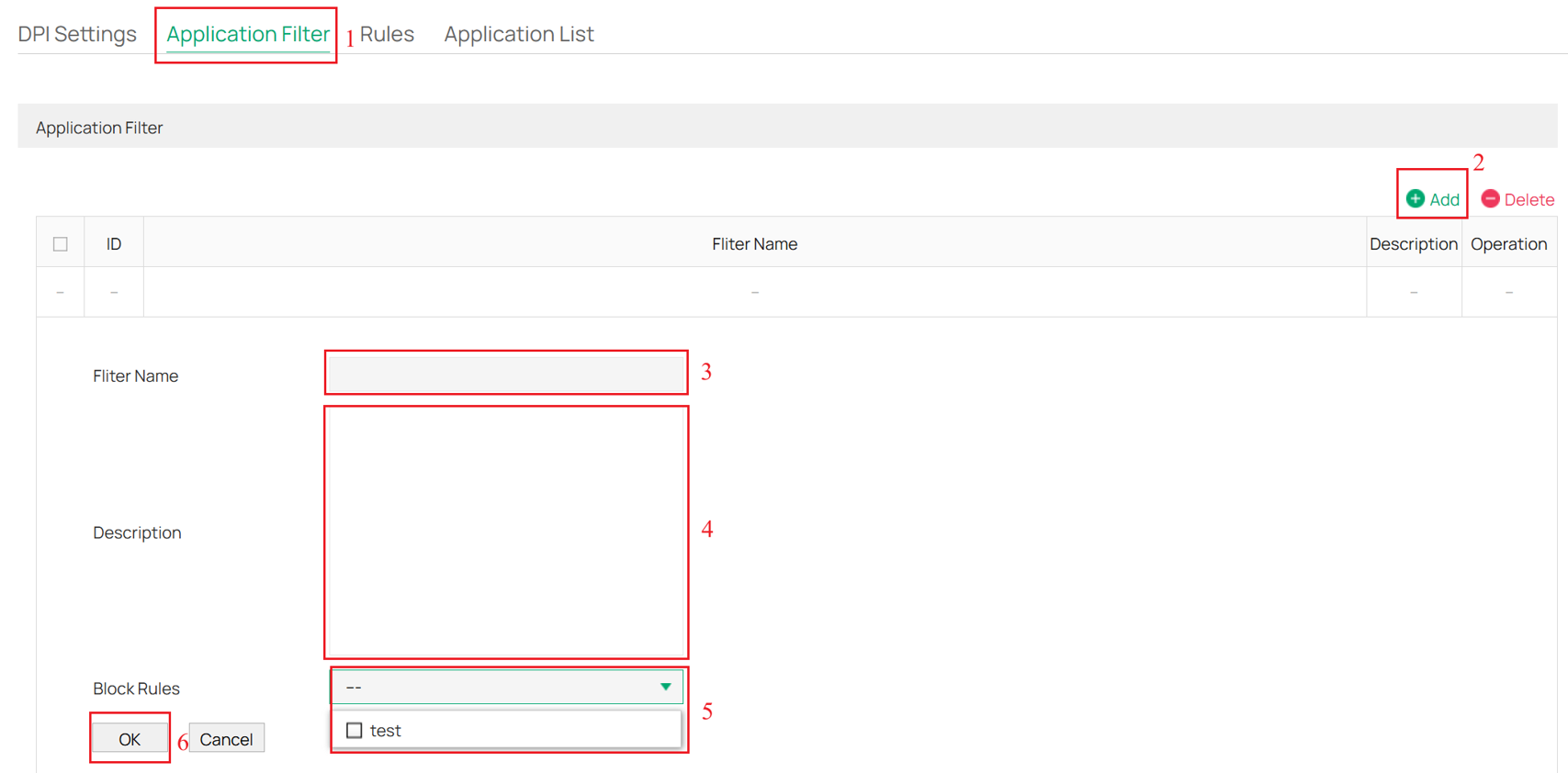 Create the application filter
