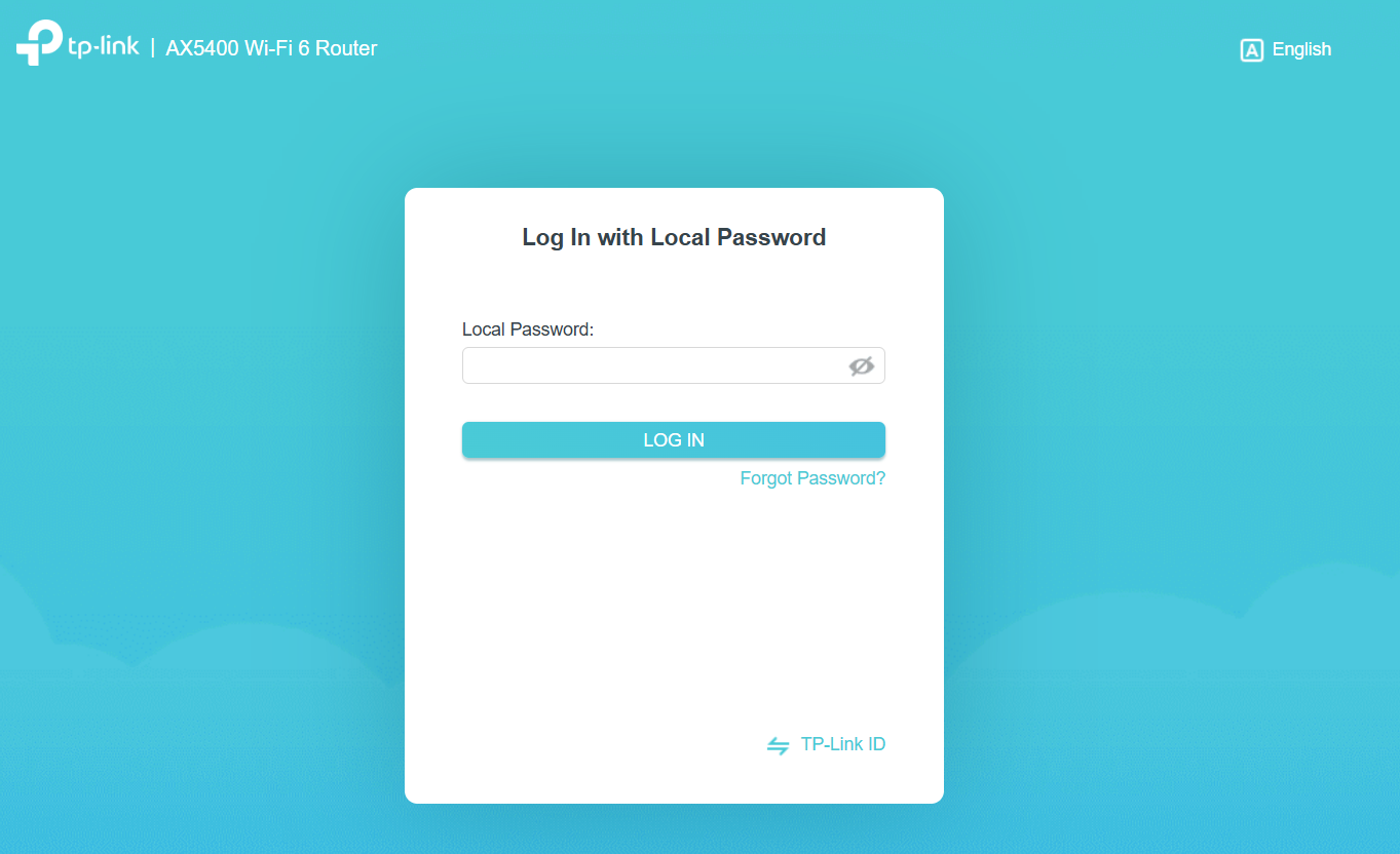 The login page of the web management interface
