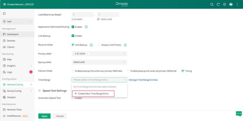 Location for creating time entries.
