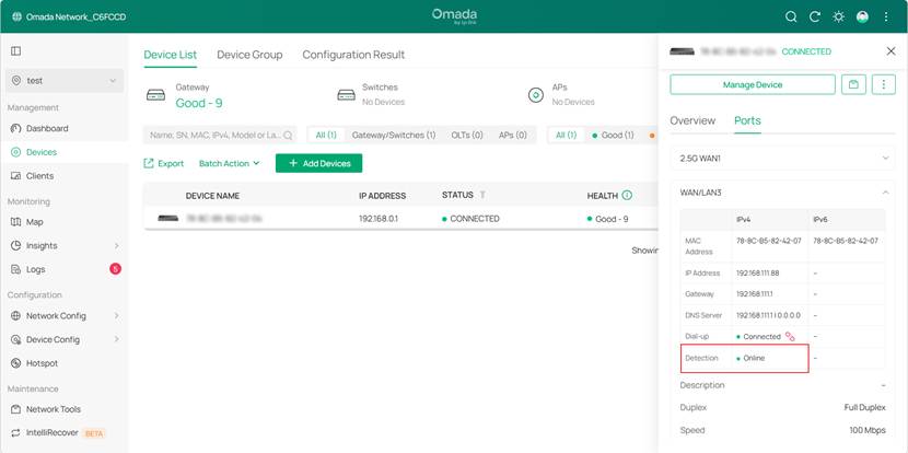 Show the location of the detection.