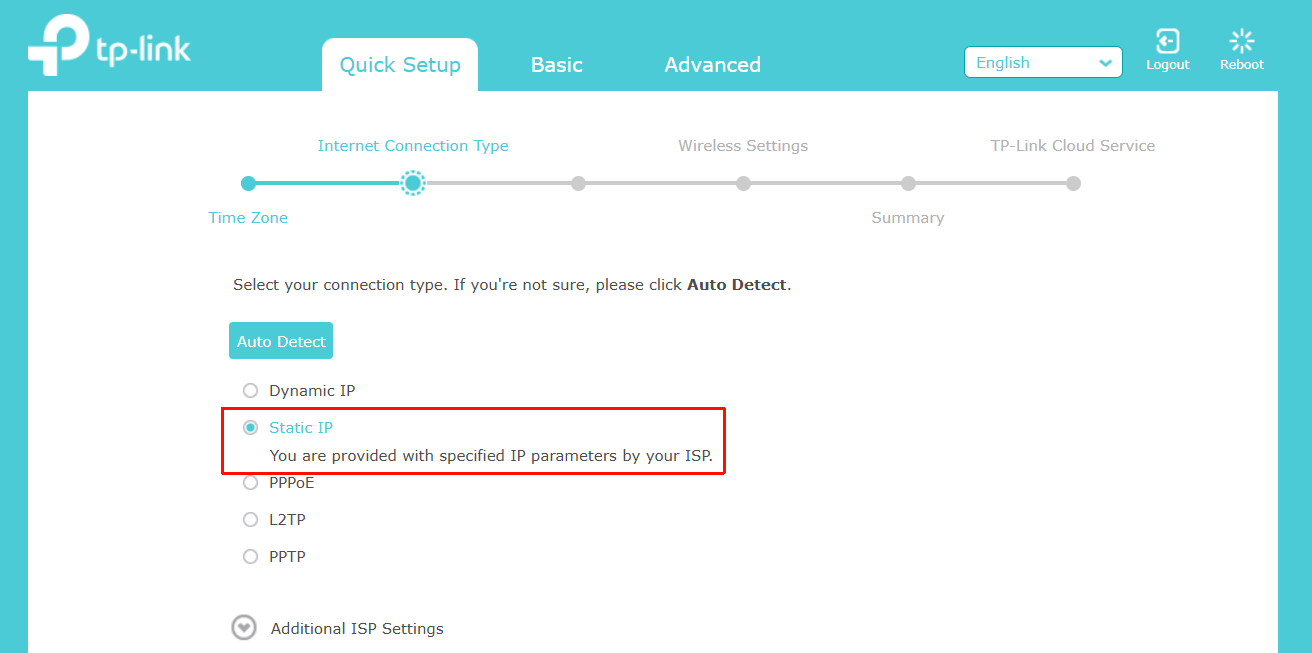 The choice of Static IP.