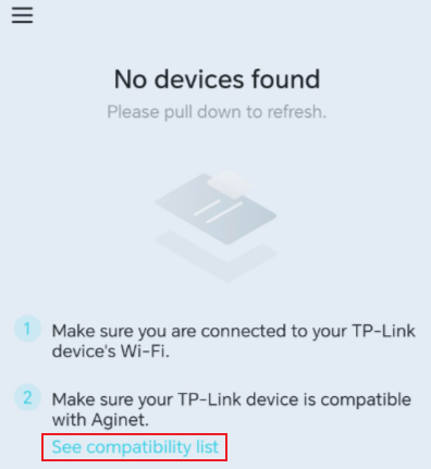 Click See compatibility list in Aginet app.