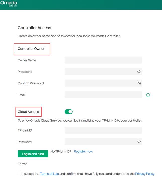 show the Quick Setup page, where you can set up the owner account and bind a TP-Link ID.